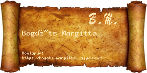 Bogáts Margitta névjegykártya